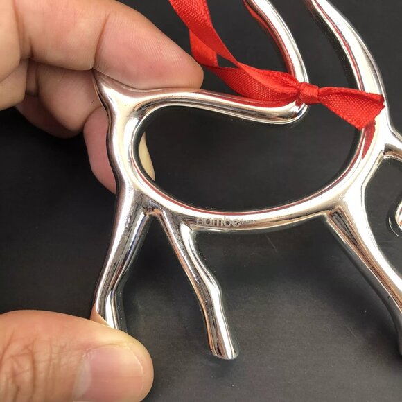 Nambe Brass Christmas Ornament Silver plated Reindeer Antlers Minimalist Decor - Picture 5 of 6
